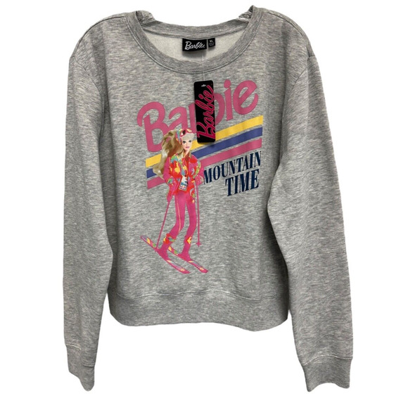 BARBIE Junior's 'Mountain Time" Retro Graphic Sweatshirt Size XL Gray - Picture 1 of 8